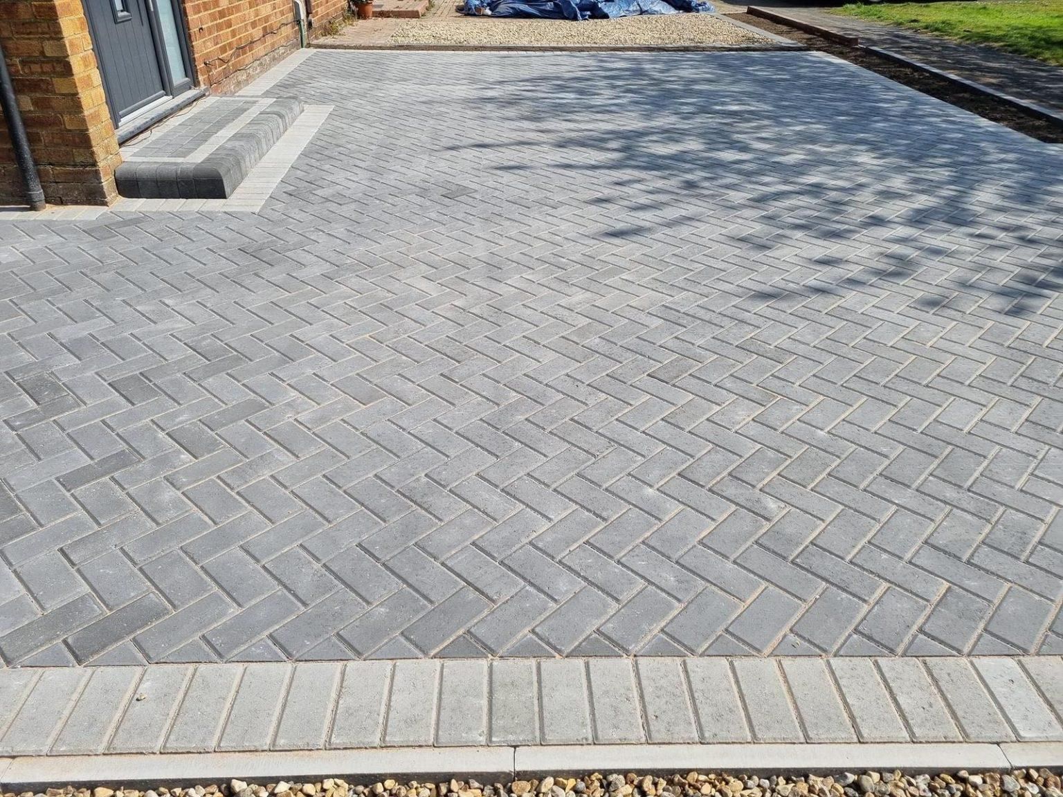 Herringbone block paving driveway laid by Stoneage Property Care in Wiltshire