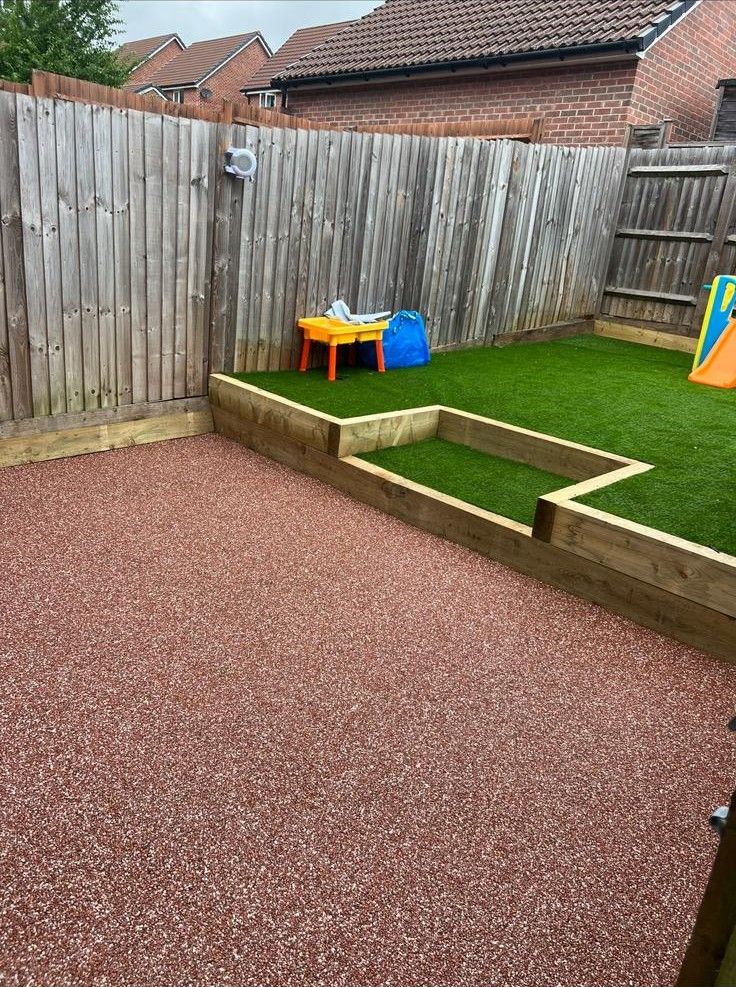 Resin patio and artificial lawn garden by Stoneage Property Care in Wiltshire