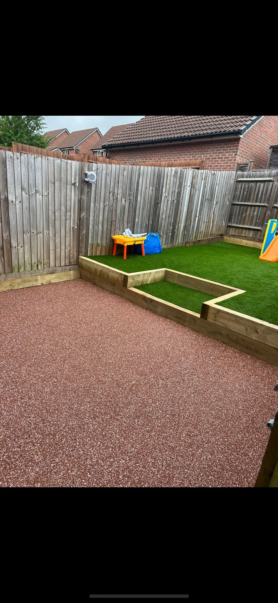 Terraced garden groundworks with sleeper walls by Stoneage Property Care